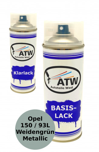 Autolack für Opel 150 / 93L Weidengrün Metallic +400ml Klarlack Set